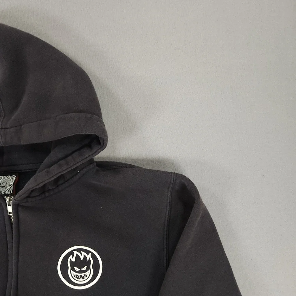 Vintage Spitfire Zip Up Hoodie Mens S Black Skate Grunge Y2k Pullover - Picture 12 of 15